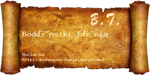 Bodánszki Ténia névjegykártya